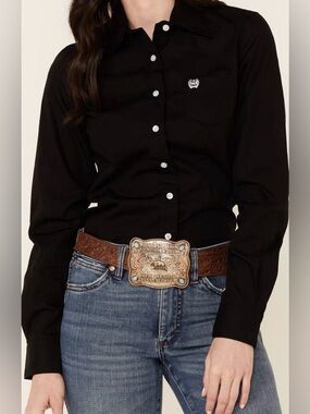 Cinch Western Button Down Shirt Women’s Black Rodeo Size XXL